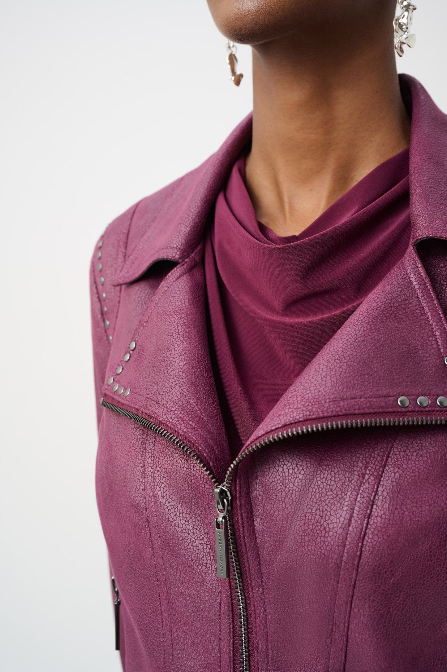 Joseph Ribkoff Foiled Faux Suede Fitted Jacket Elderberry 263907