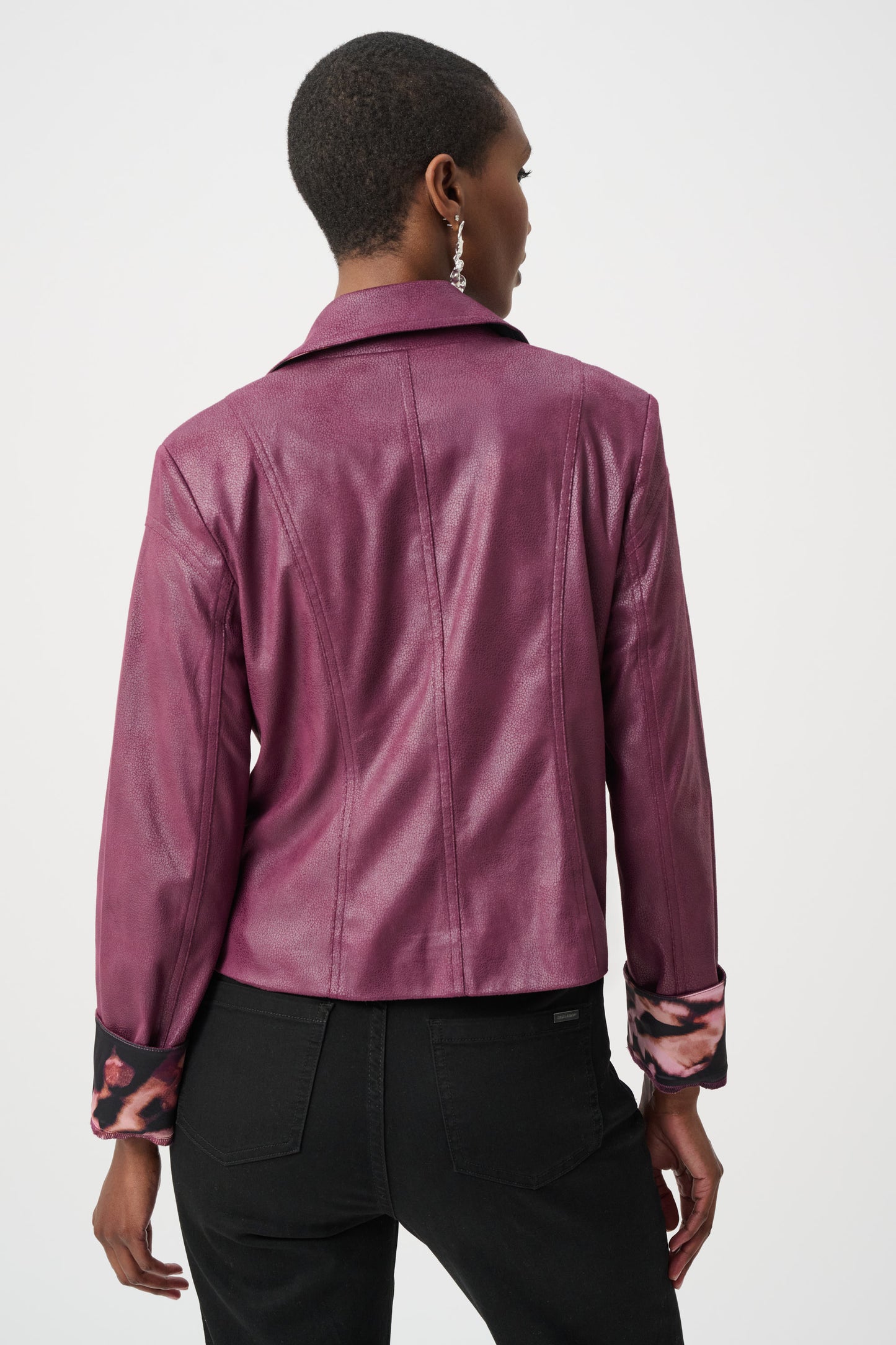 Joseph Ribkoff Foiled Faux Suede Fitted Jacket Elderberry 263907