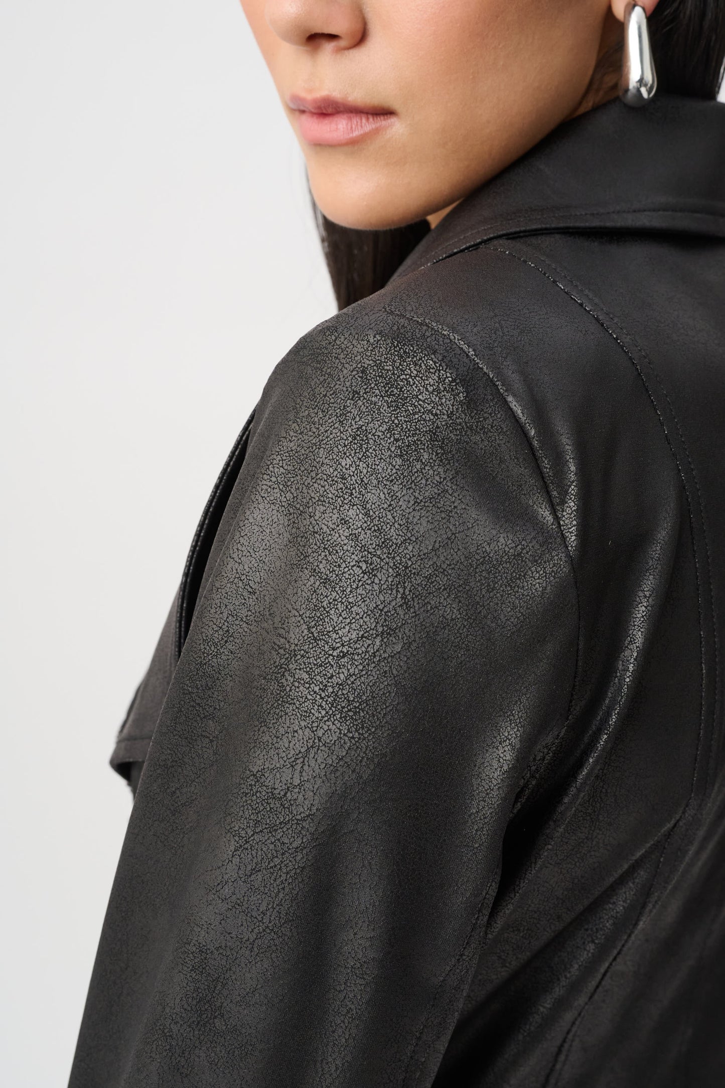 Joseph Ribkoff Foiled Knit Fitted Jacket Black 263908-11