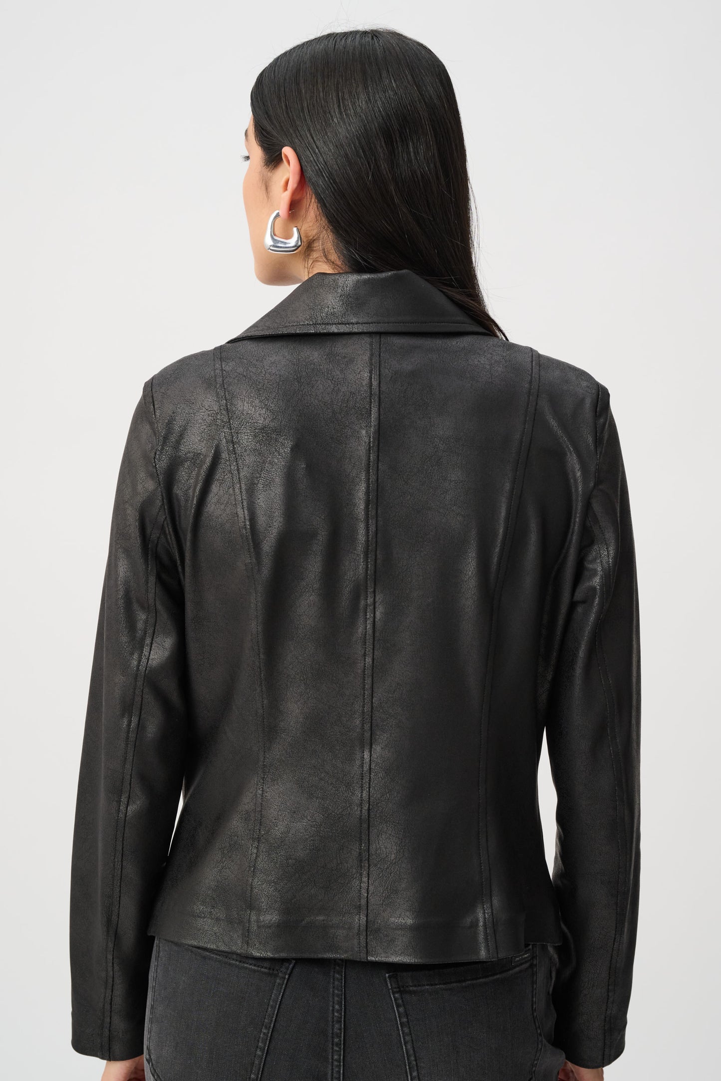 Joseph Ribkoff Foiled Knit Fitted Jacket Black 263908-11