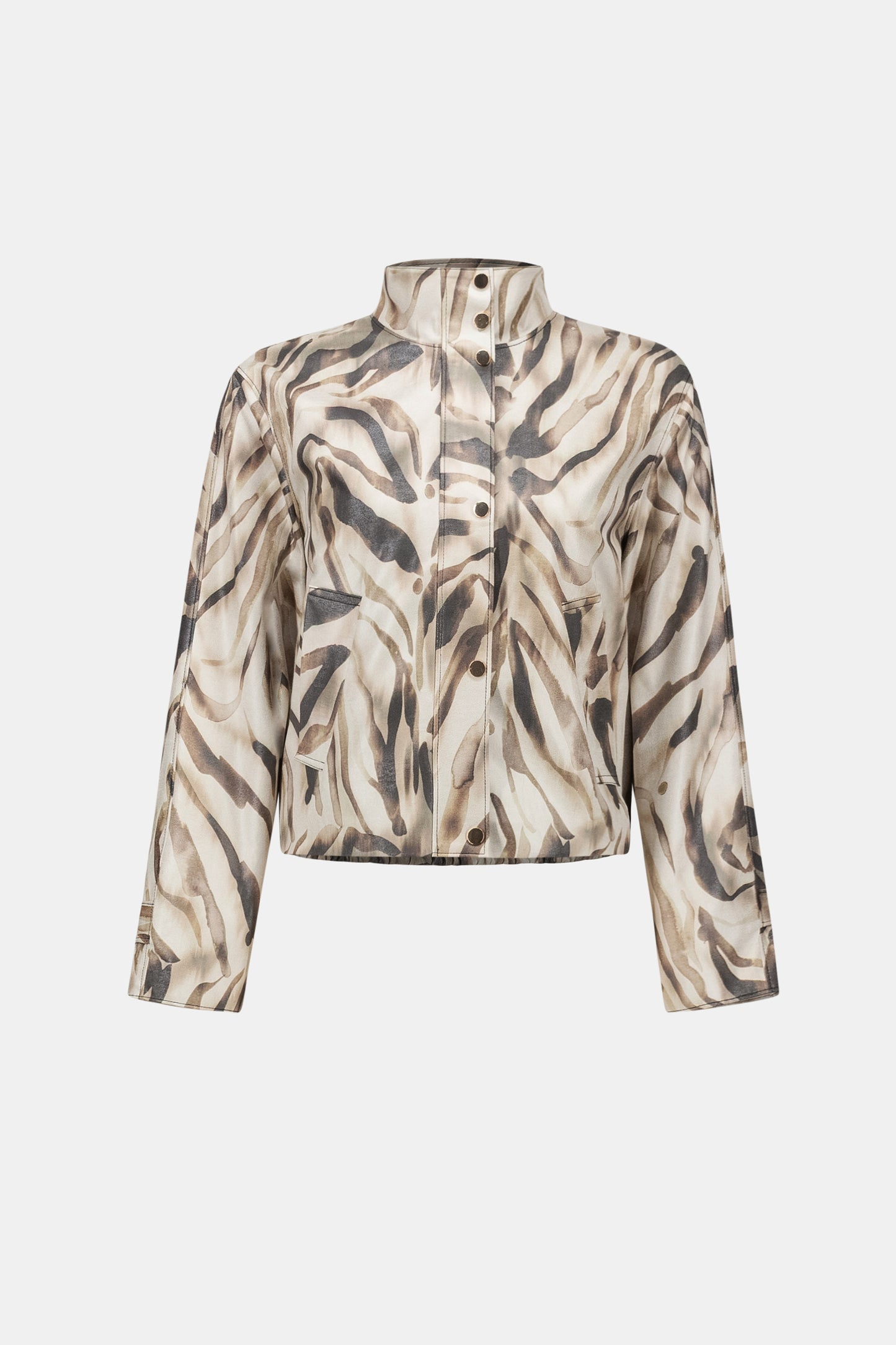 Joseph Ribkoff Foiled Faux Suede Animal Print Jacket Beige/Multi 263944