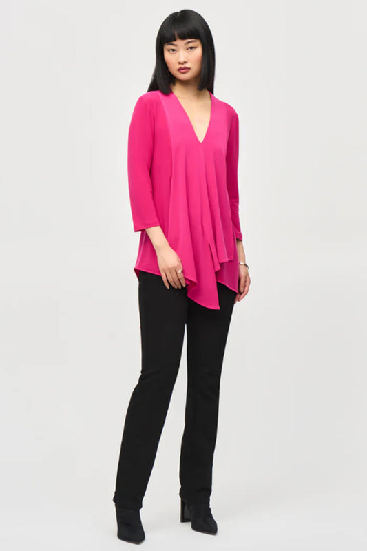 Joseph Ribkoff Front Panel Drape Top Pink Punch 161066-4270