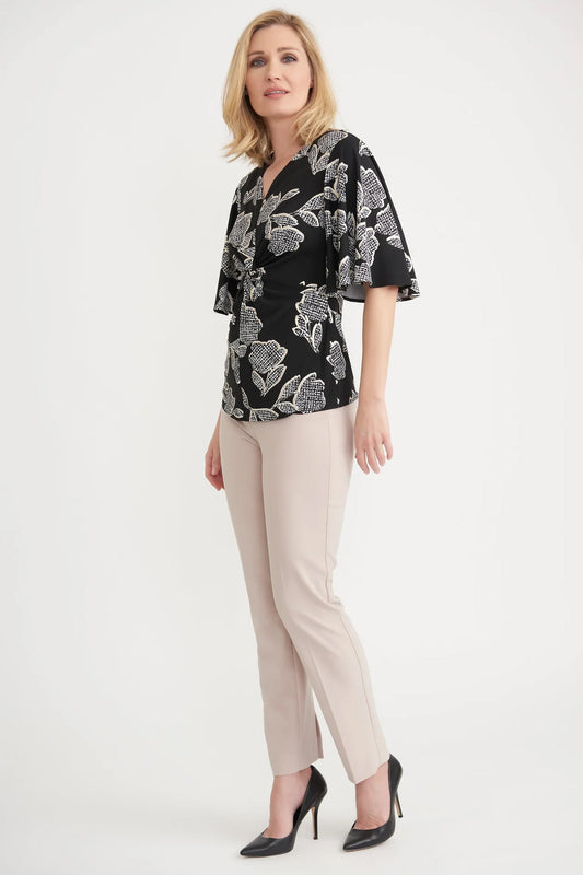 Joseph Ribkoff Floral Print Top Black/Vanilla 203508