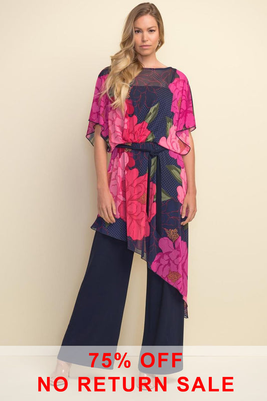 Joseph Ribkoff Floral Chiffon Overlay Jumpsuit Multi 211007