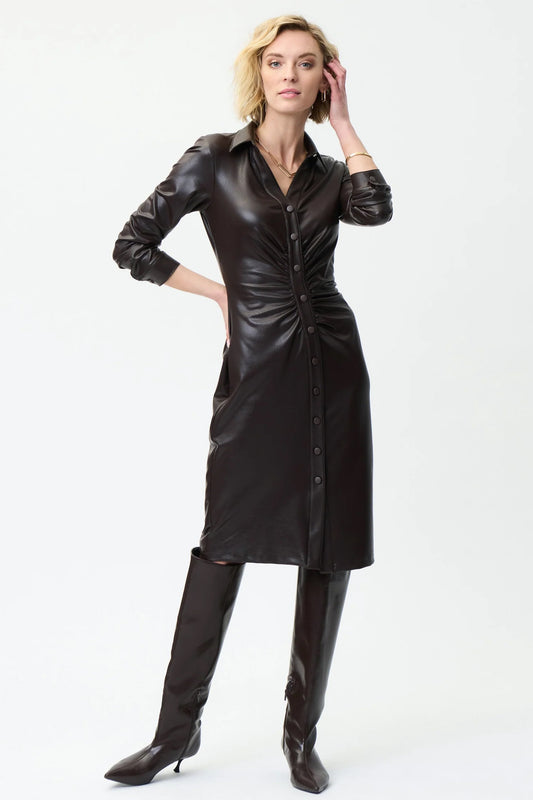 Joseph Ribkoff Faux Leather Shirt Dress Black 224097-11