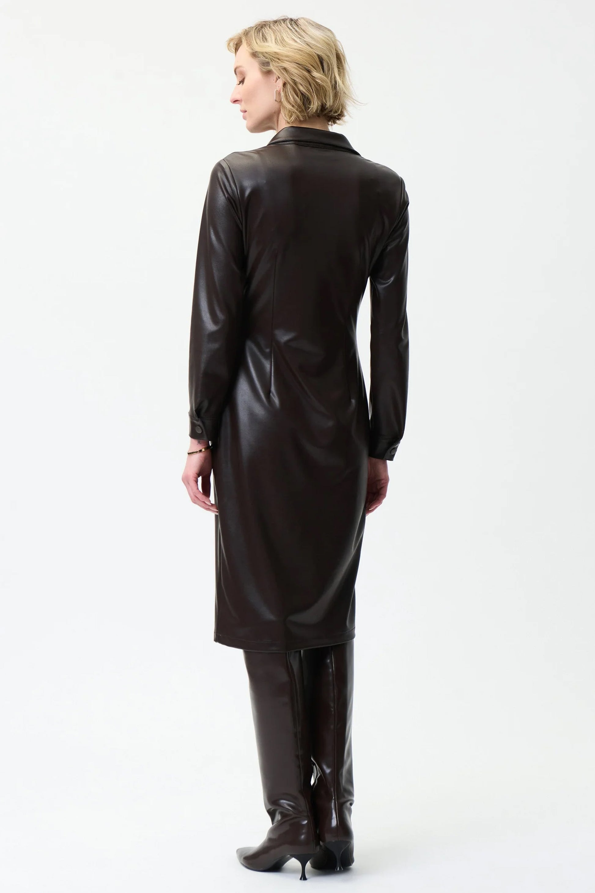 Joseph Ribkoff Faux Leather Shirt Dress Black 224097-11 Bentleys Banchory Joseph Ribkoff Faux Leather Shirt Dress Black 224097-11 Bentleys Banchory