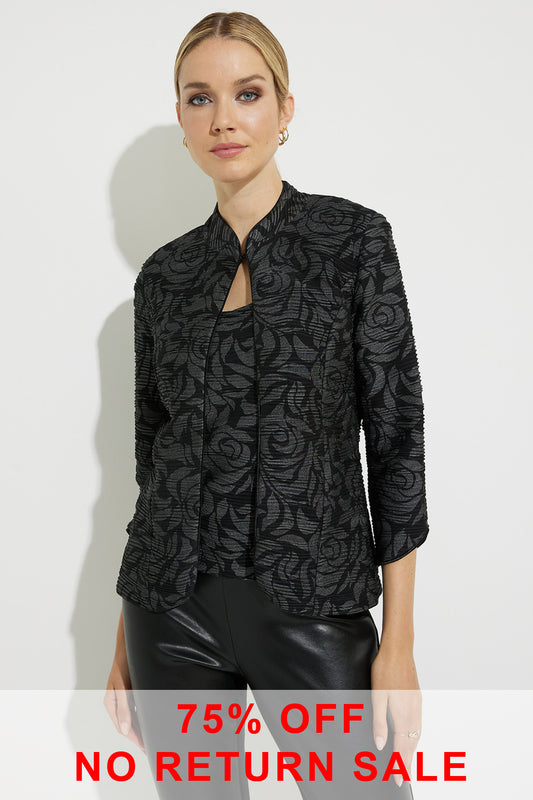 Joseph Ribkoff Floral Jacquard Two Piece Set Black/Silver 224144-196