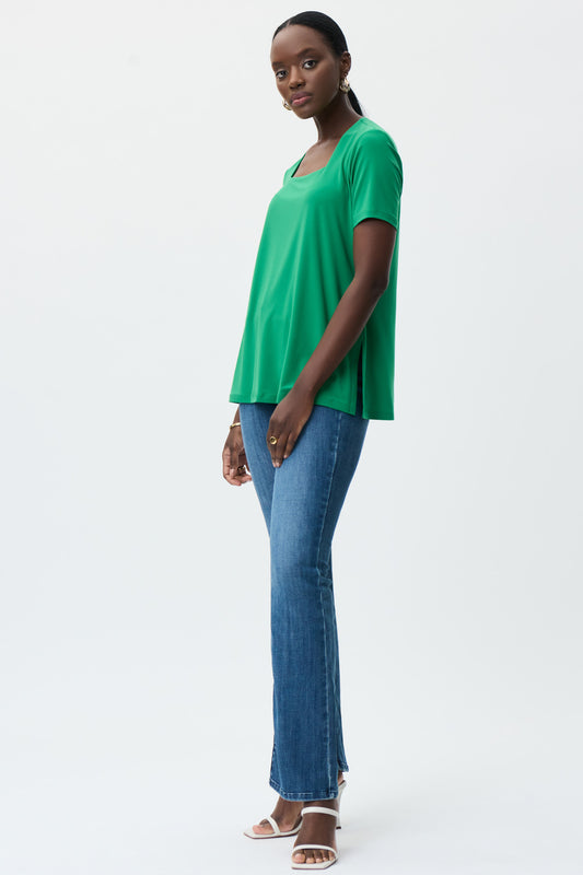 Joseph Ribkoff Square Neck Split Hem Top Foliage Green 231264-3993