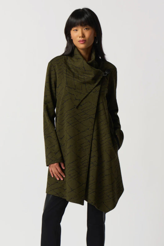 Joseph Ribkoff Overlap Collar Coat Olive/Black 233241-321