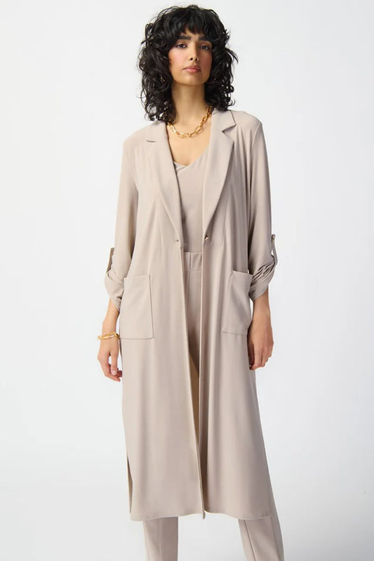 Joseph Ribkoff Silky Knit Duster Coat Dune 241100-3976