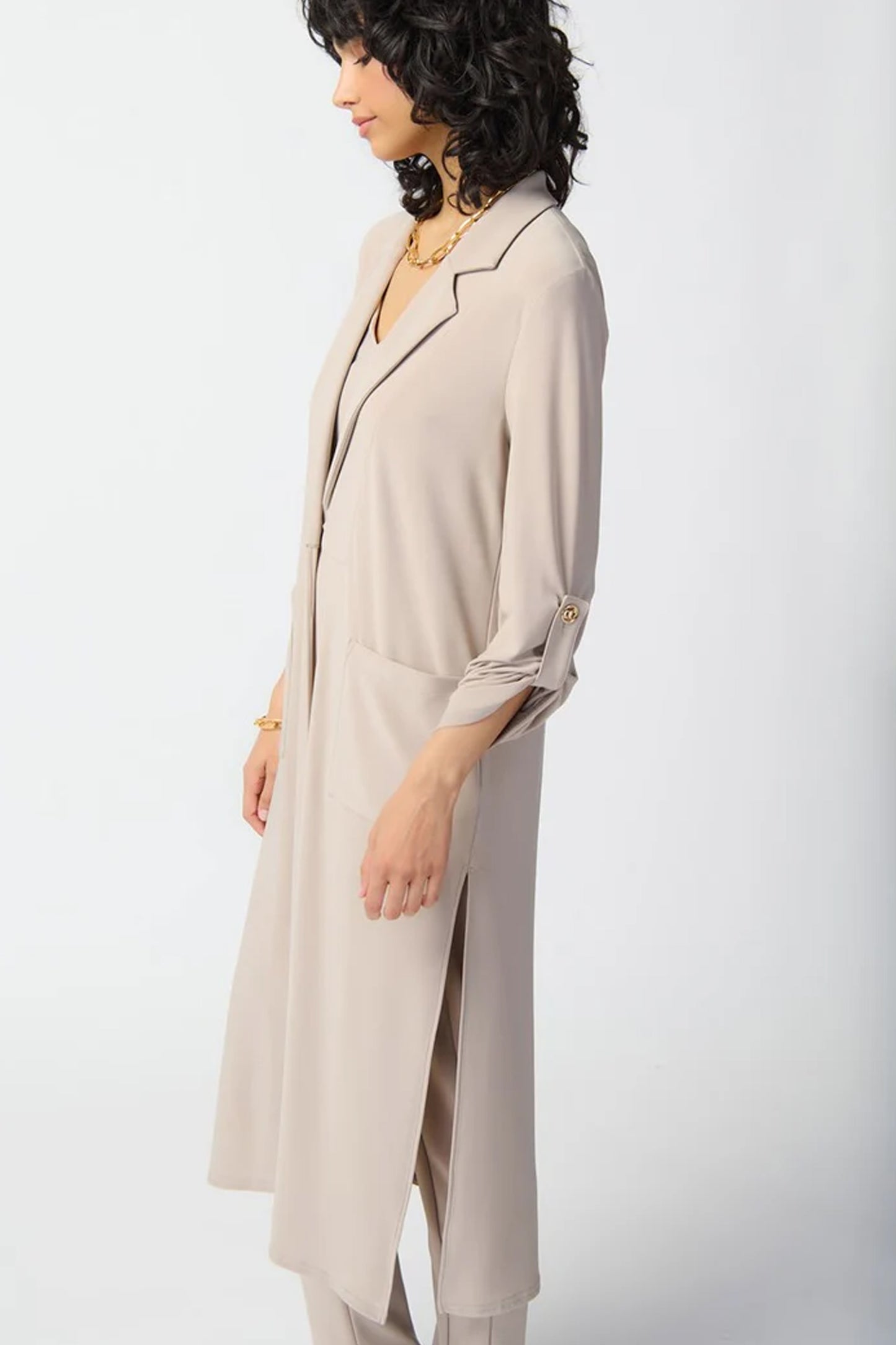 Joseph Ribkoff Silky Knit Duster Coat Dune 241100-3976