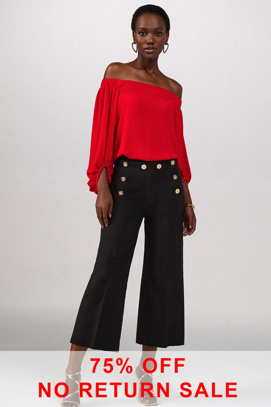 Joseph Ribkoff Georgette Off Shoulder Flared Top Radiant Red 241304-4209