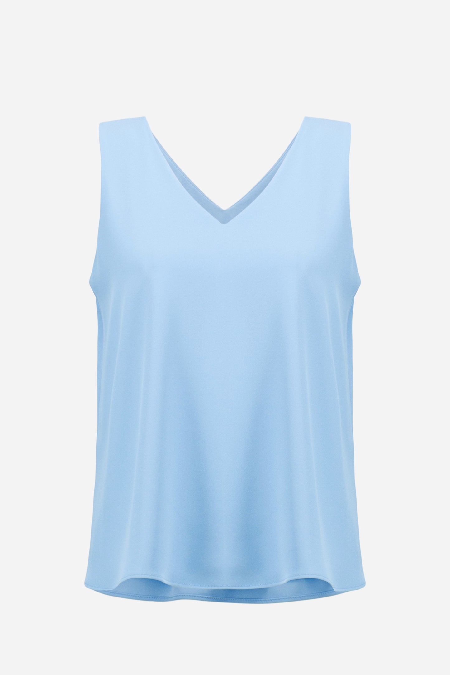 Joseph Ribkoff Woven Twill Sleeveless Straight Top With V-neckline Sky Blue 261248-4473