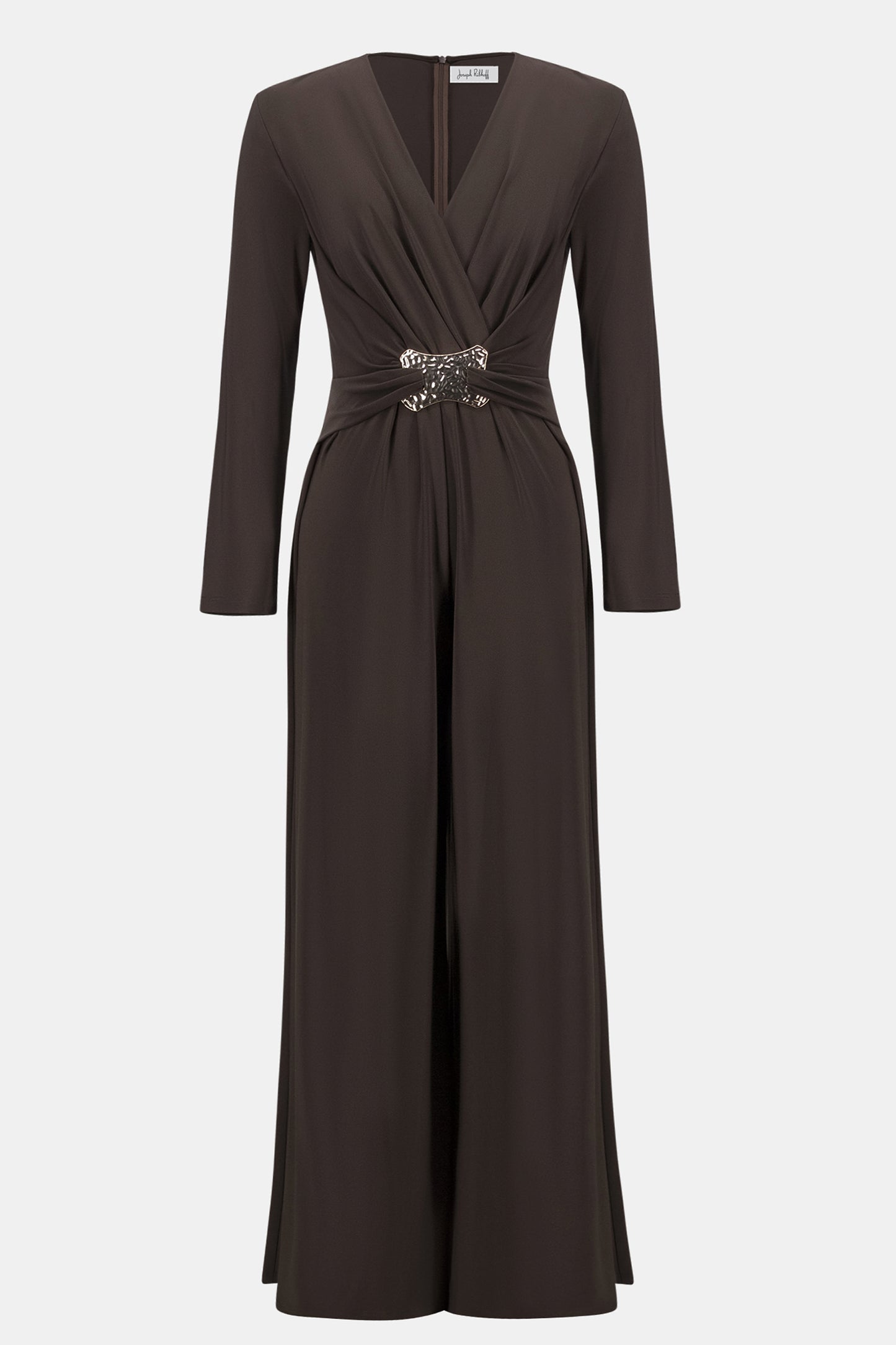 Joseph Ribkoff Silky Knit Wide-Leg Wrap Jumpsuit Mocha 263005