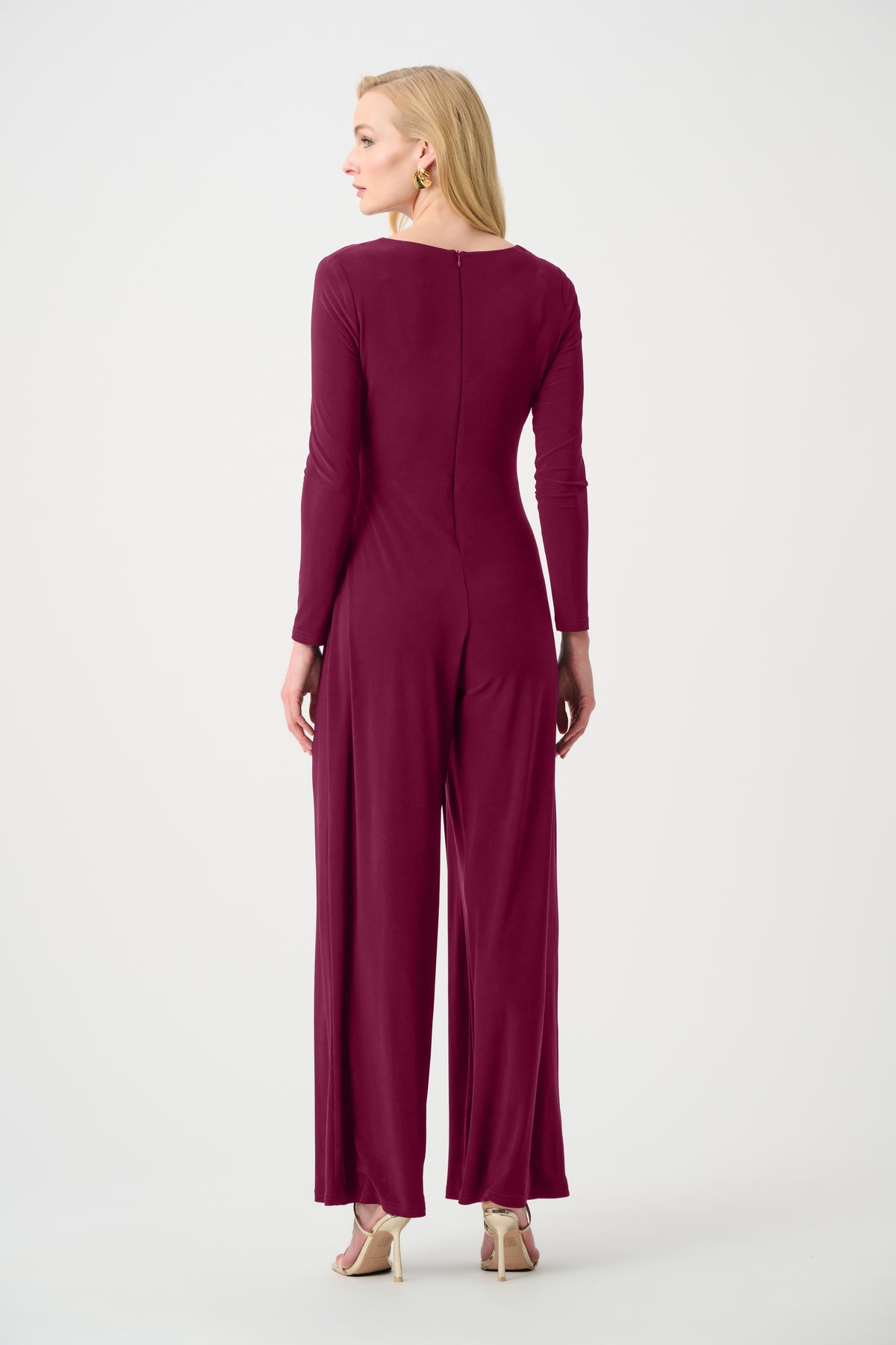 Joseph Ribkoff Silky Knit Wide Leg Wrap Jumpsuit Berry Burst 263763