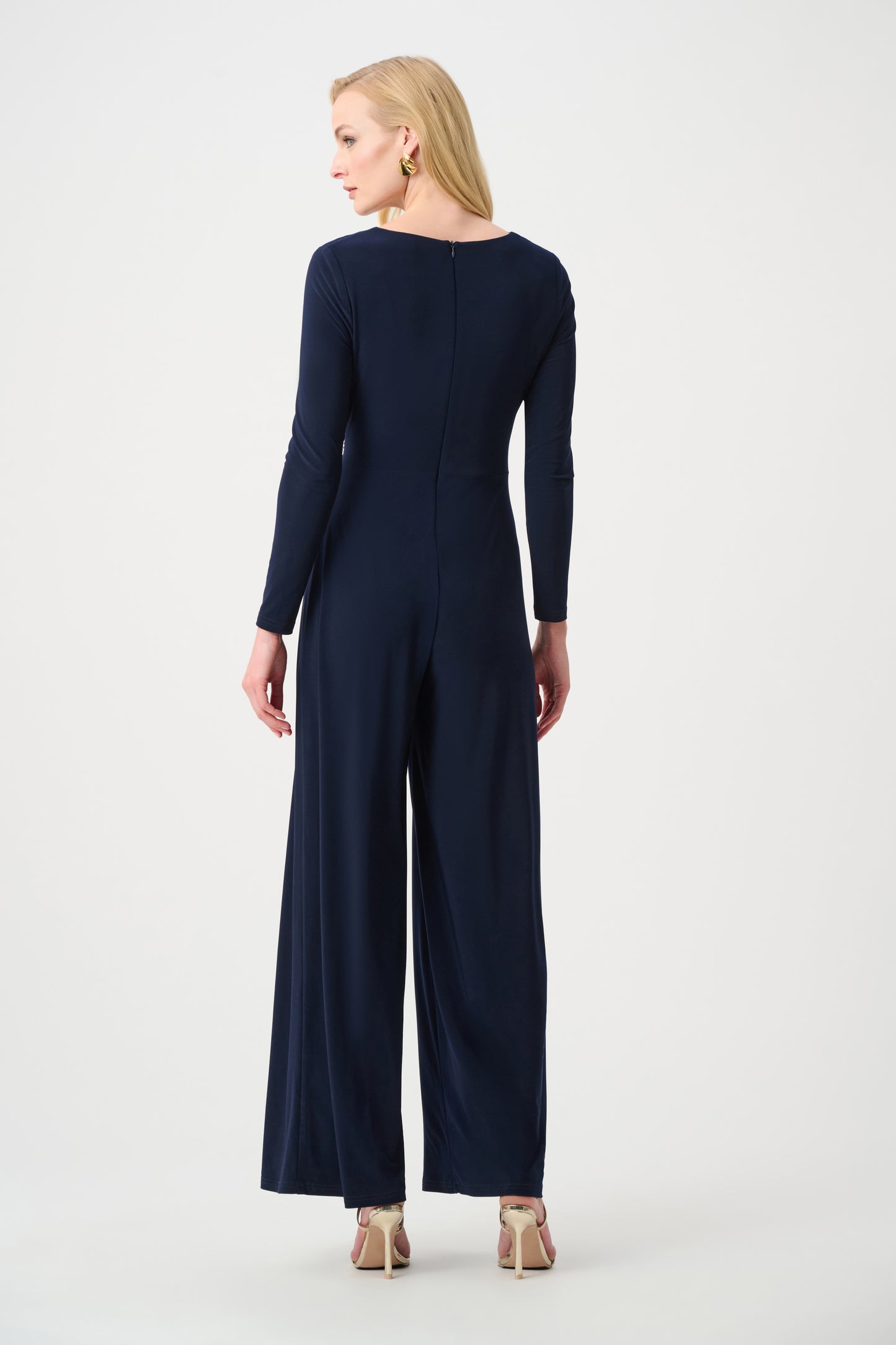 Joseph Ribkoff Silky Knit Wide Leg Wrap Jumpsuit Midnight Blue 263763