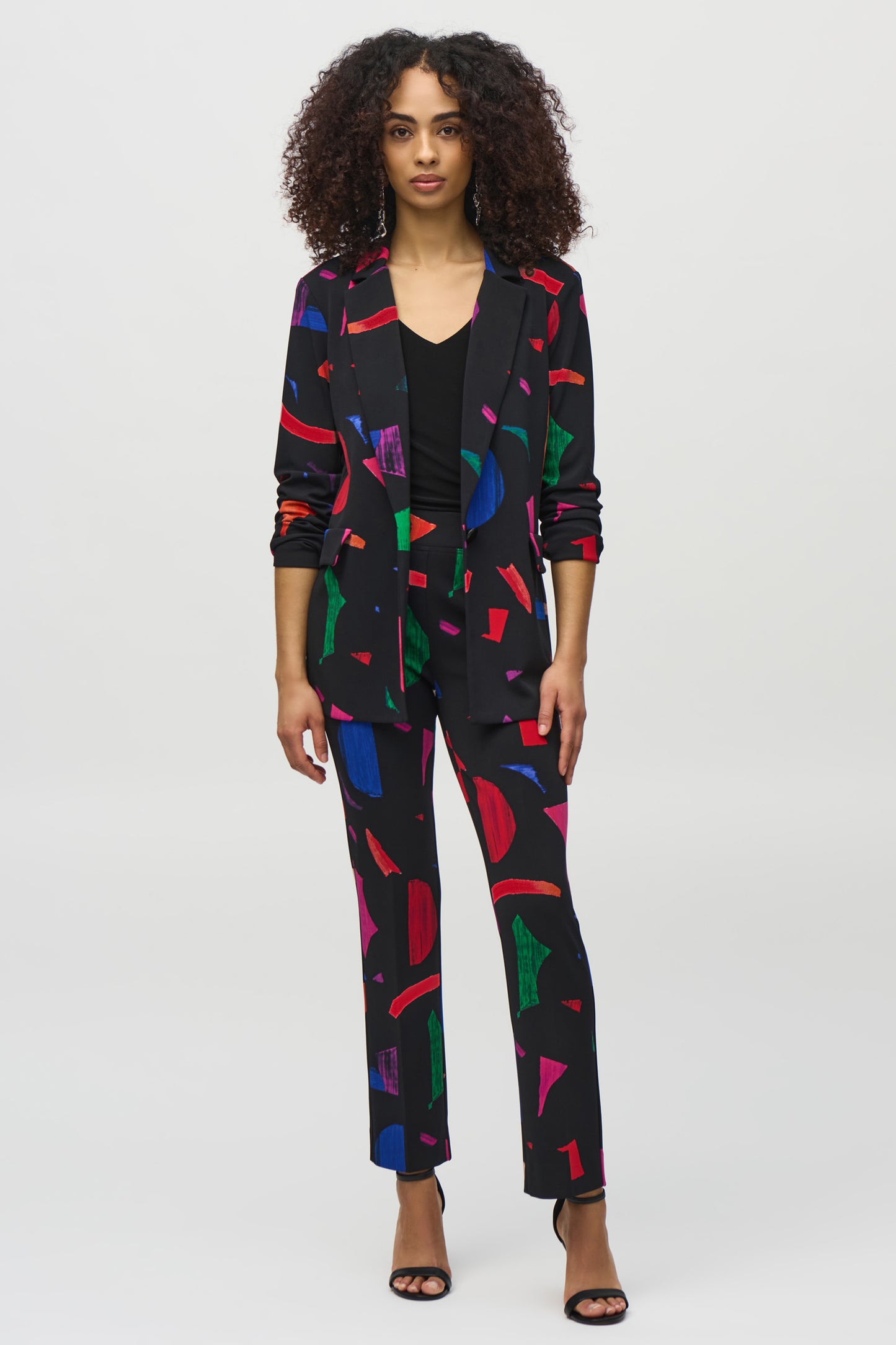 Joseph Ribkoff Abstract Silky Knit Blazer Black/Multi 244231-178