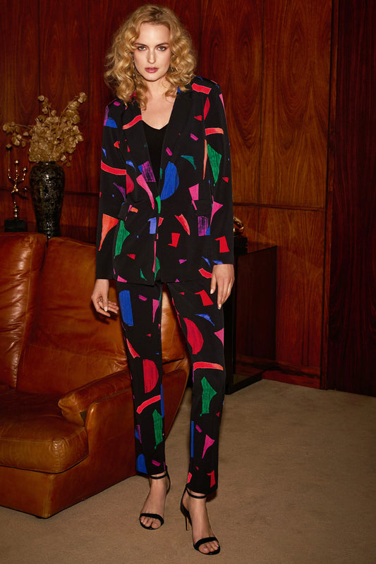 Joseph Ribkoff Abstract Silky Knit Blazer Black/Multi 244231-178