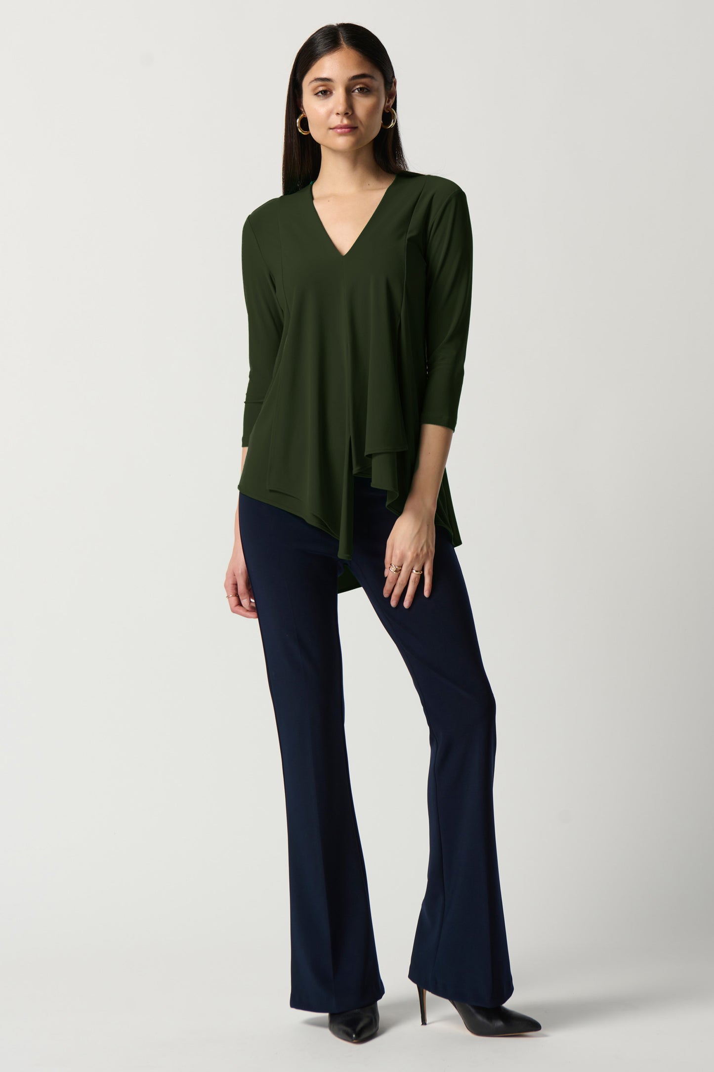 Joseph Ribkoff Front Panel Drape Top Iguana 161066-4276