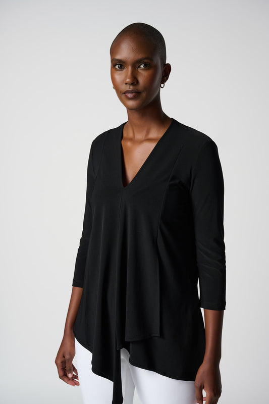 Joseph Ribkoff Front Panel Drape Top Black 161066-11