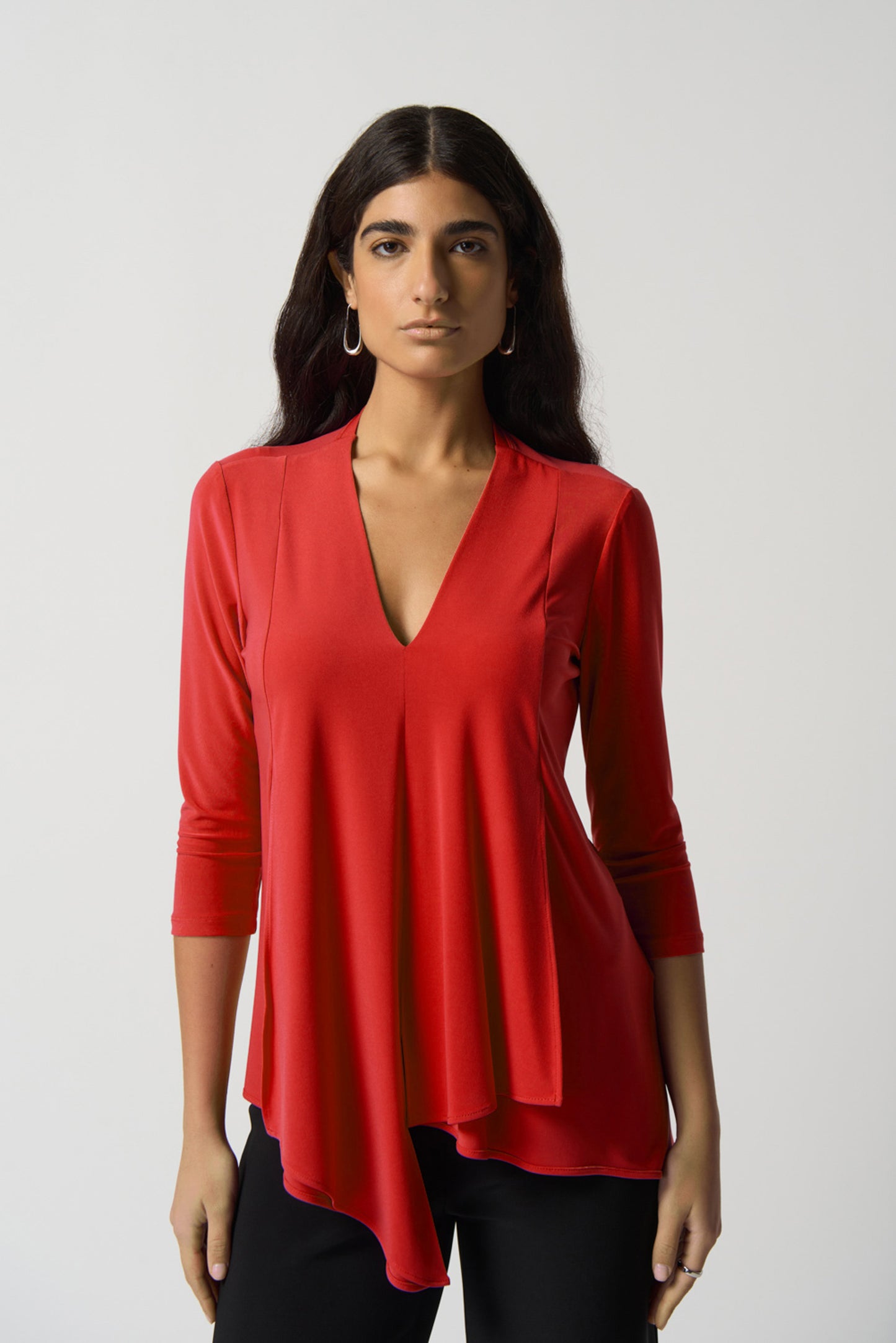 Joseph Ribkoff Asymmetric Tunic Lipstick 161066-3229