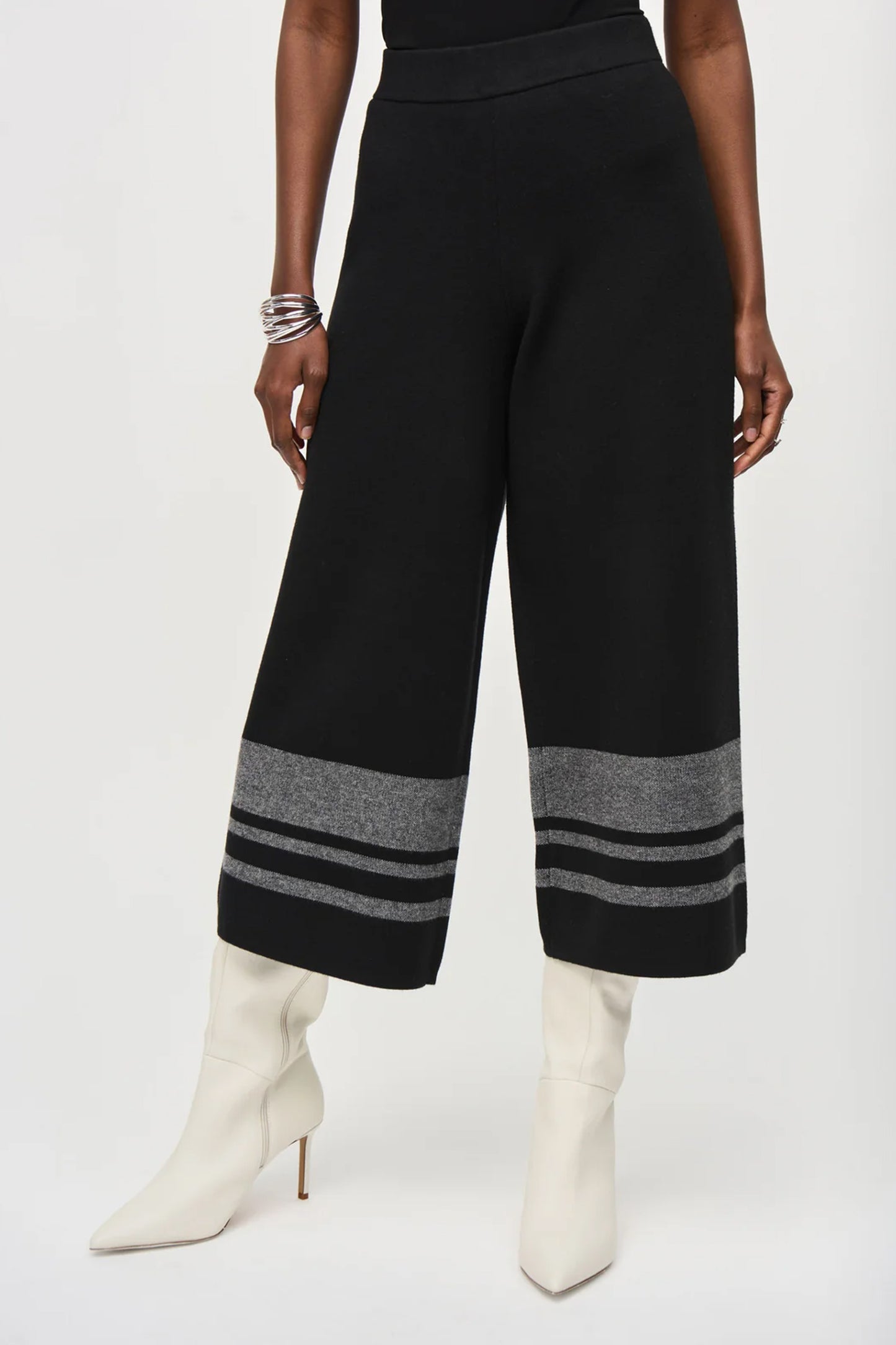 Joseph Ribkoff Sweater Knit Culottes Black/Vanilla 243950