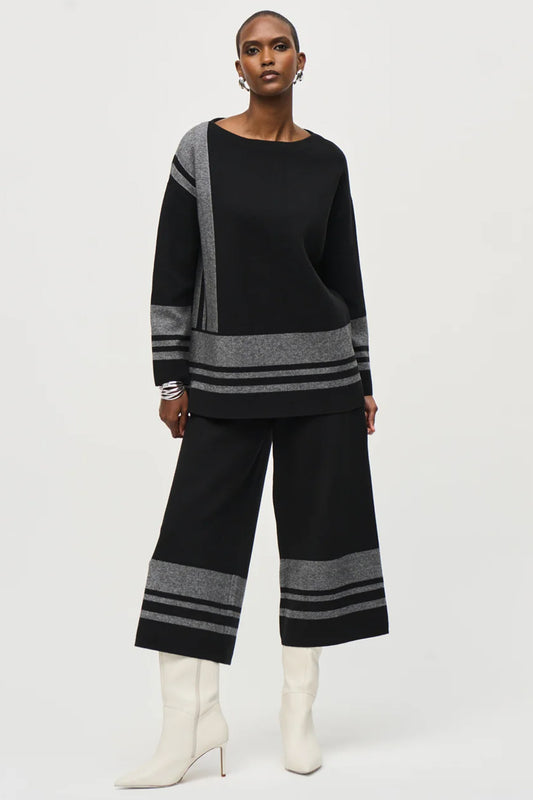 Joseph Ribkoff Sweater Knit Culottes Black/Vanilla 243950