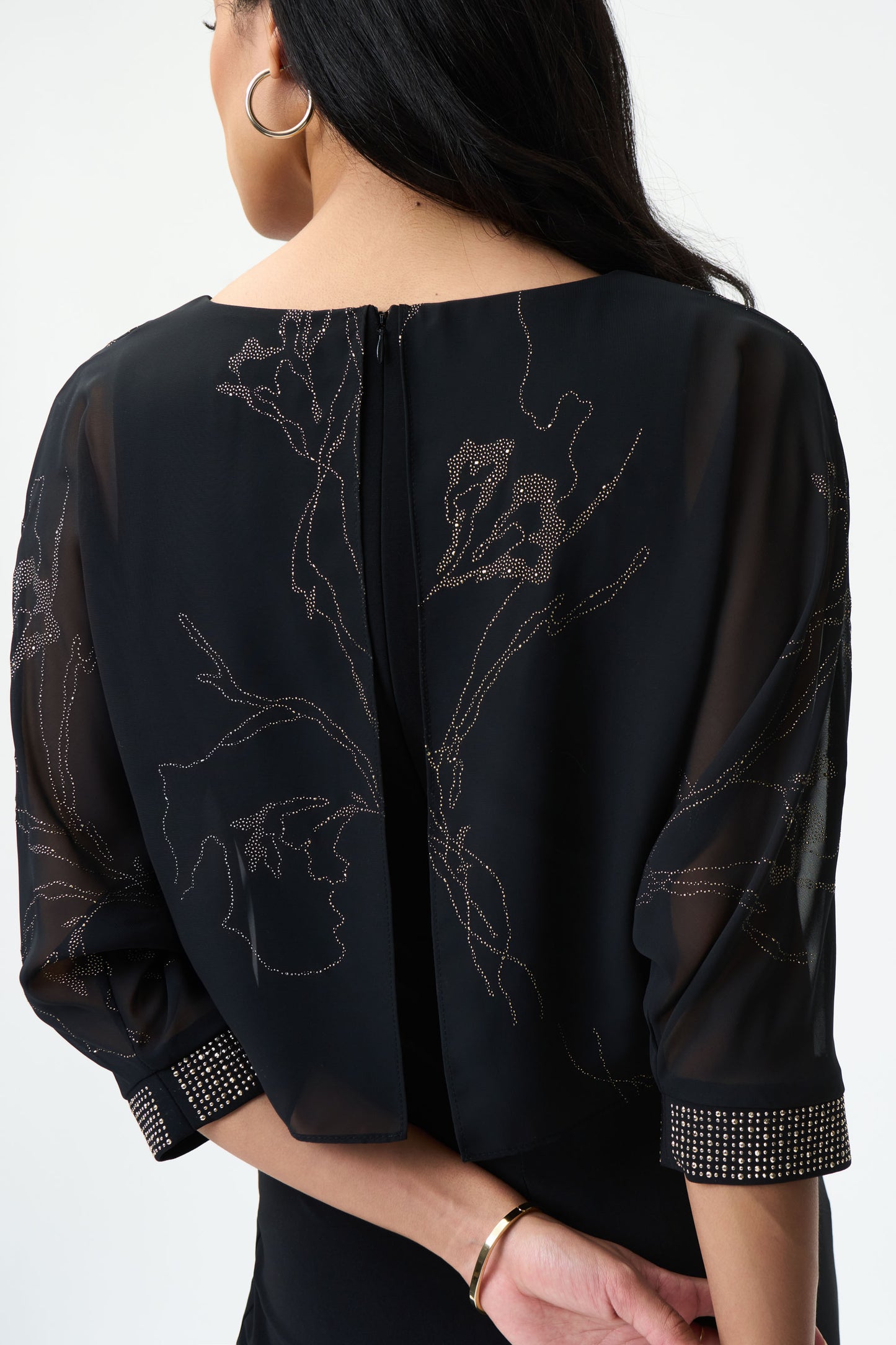 Joseph Ribkoff Sheer Floral Overlay Dress Black/Multi 224001-275