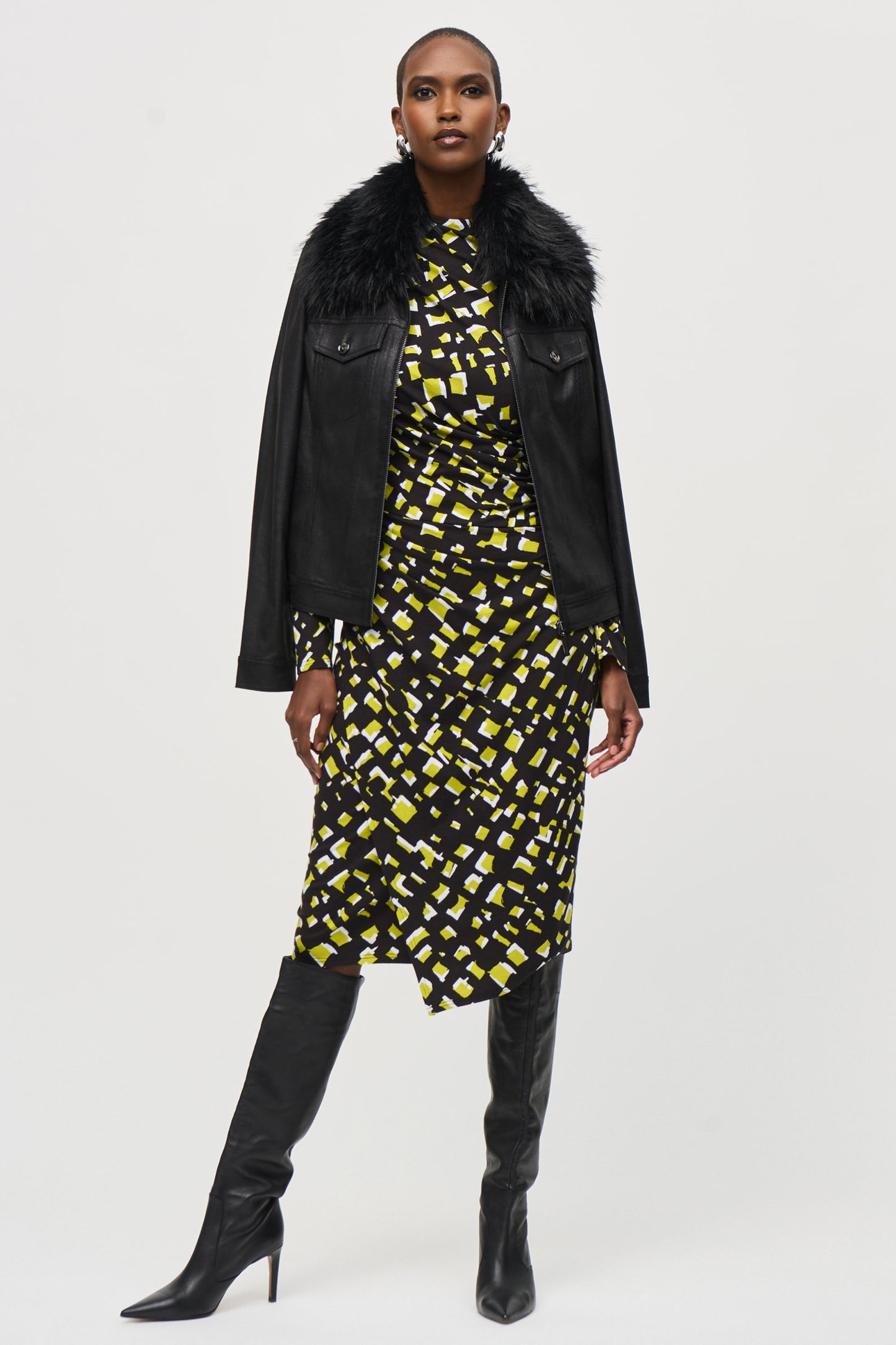 Joseph Ribkoff Rayon Jersey Abstract Print Sheath Dress Black/Multi 243061-178