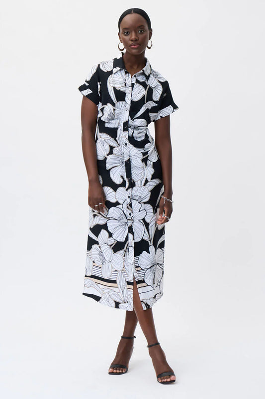 Joseph Ribkoff Floral Print Shirt Dress Black/Multi 231061-178