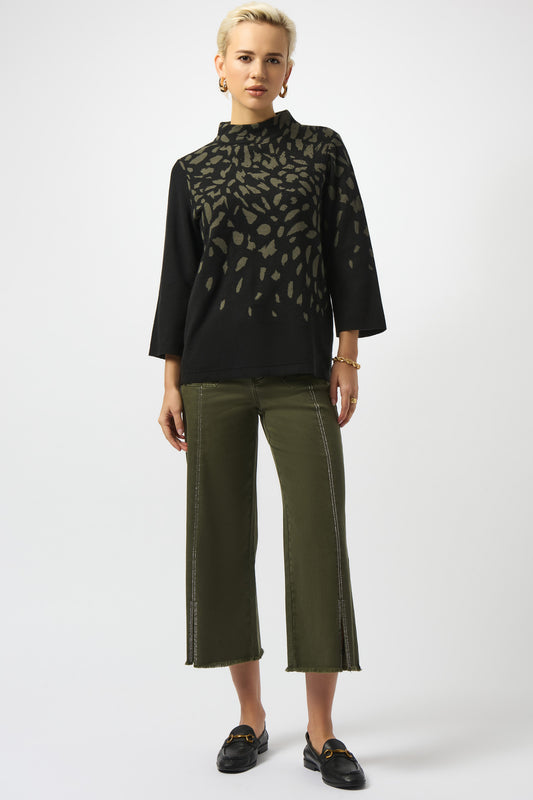 Joseph Ribkoff Jacquard Animal Print Sweater Avocado 253912-3943