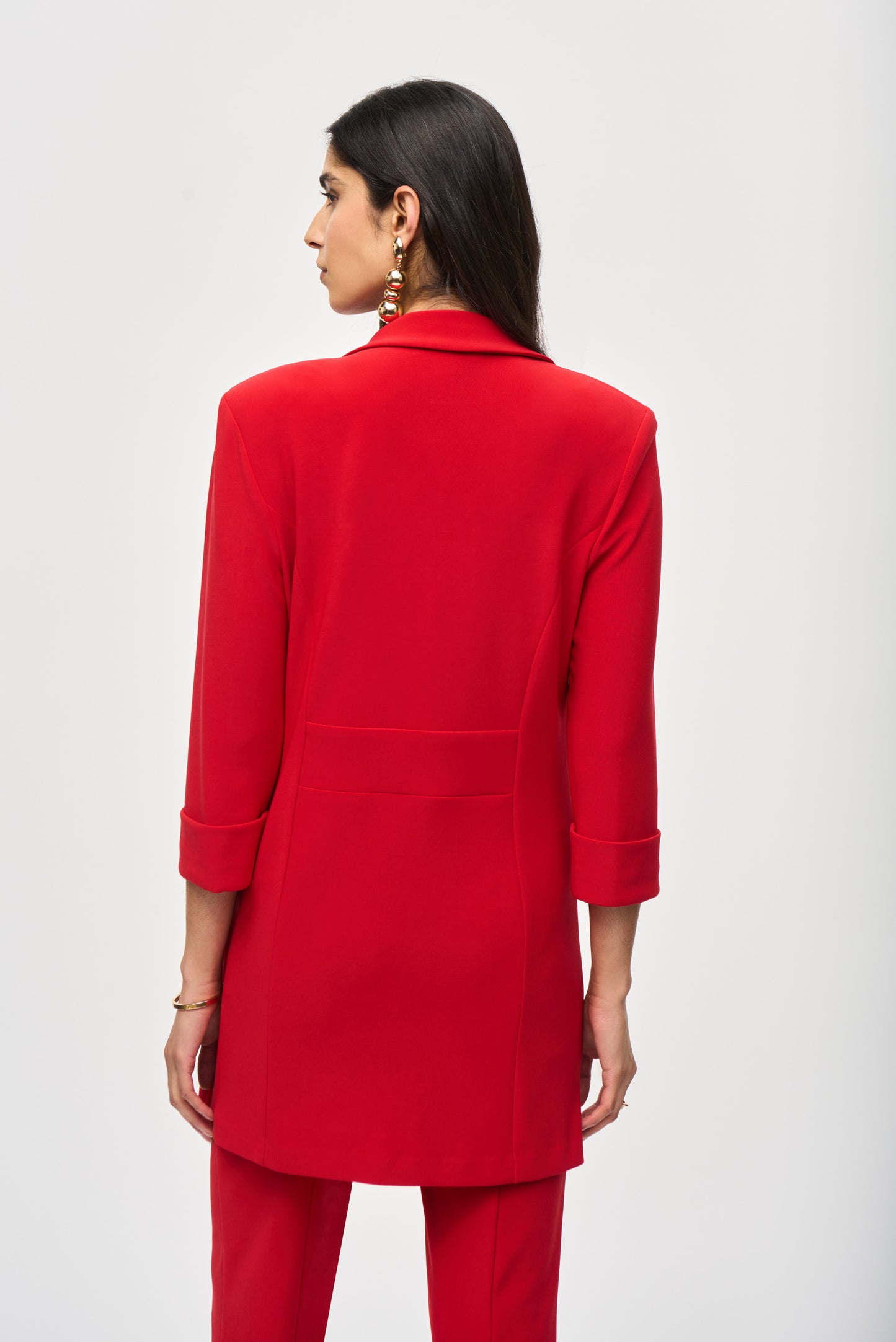Joseph Ribkoff Long Open Front Blazer Lipstick Red 233304-3229