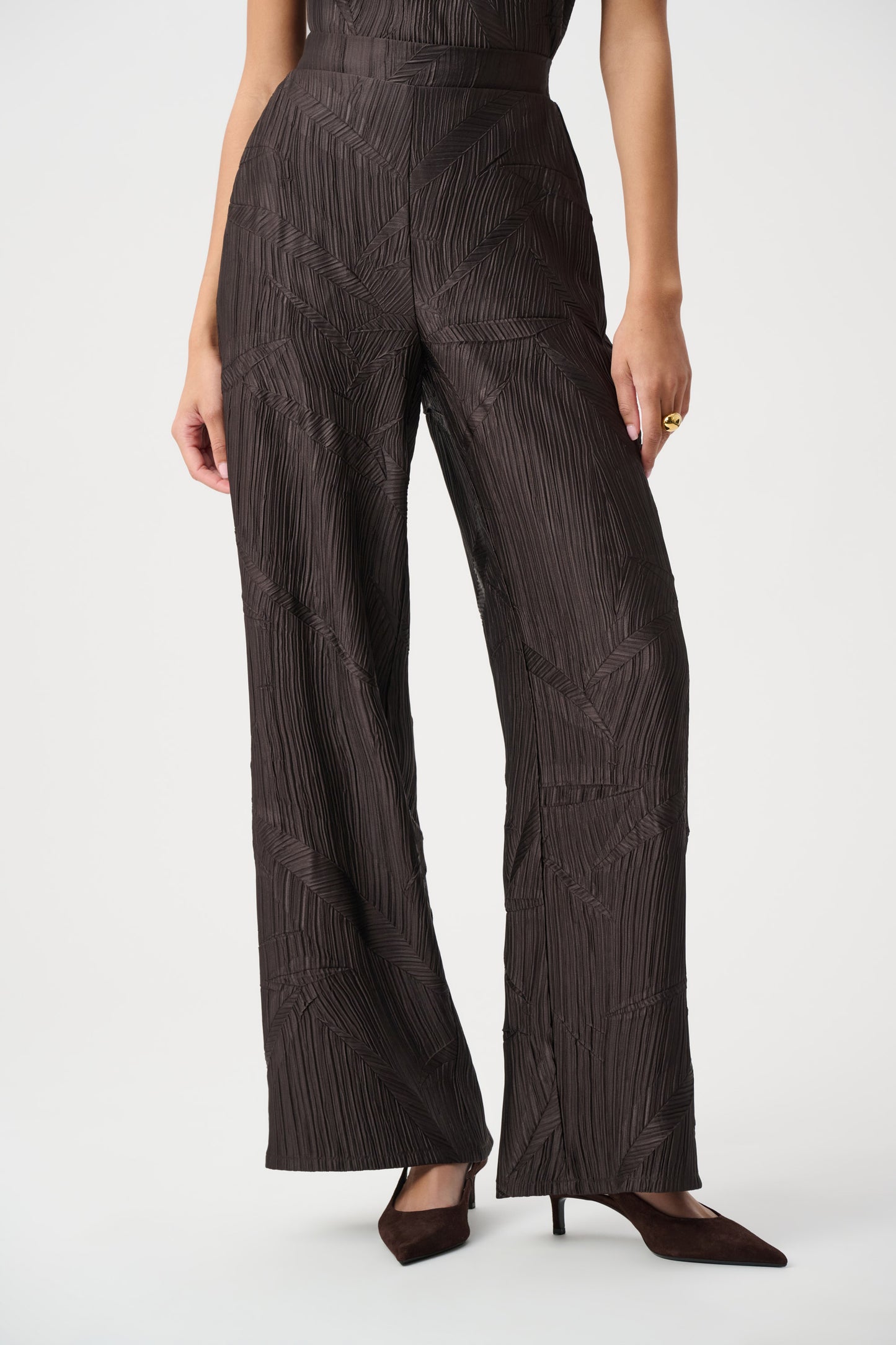 Joseph Ribkoff Pleated Satin Three Piece Set Mocha 263050/263051/263052