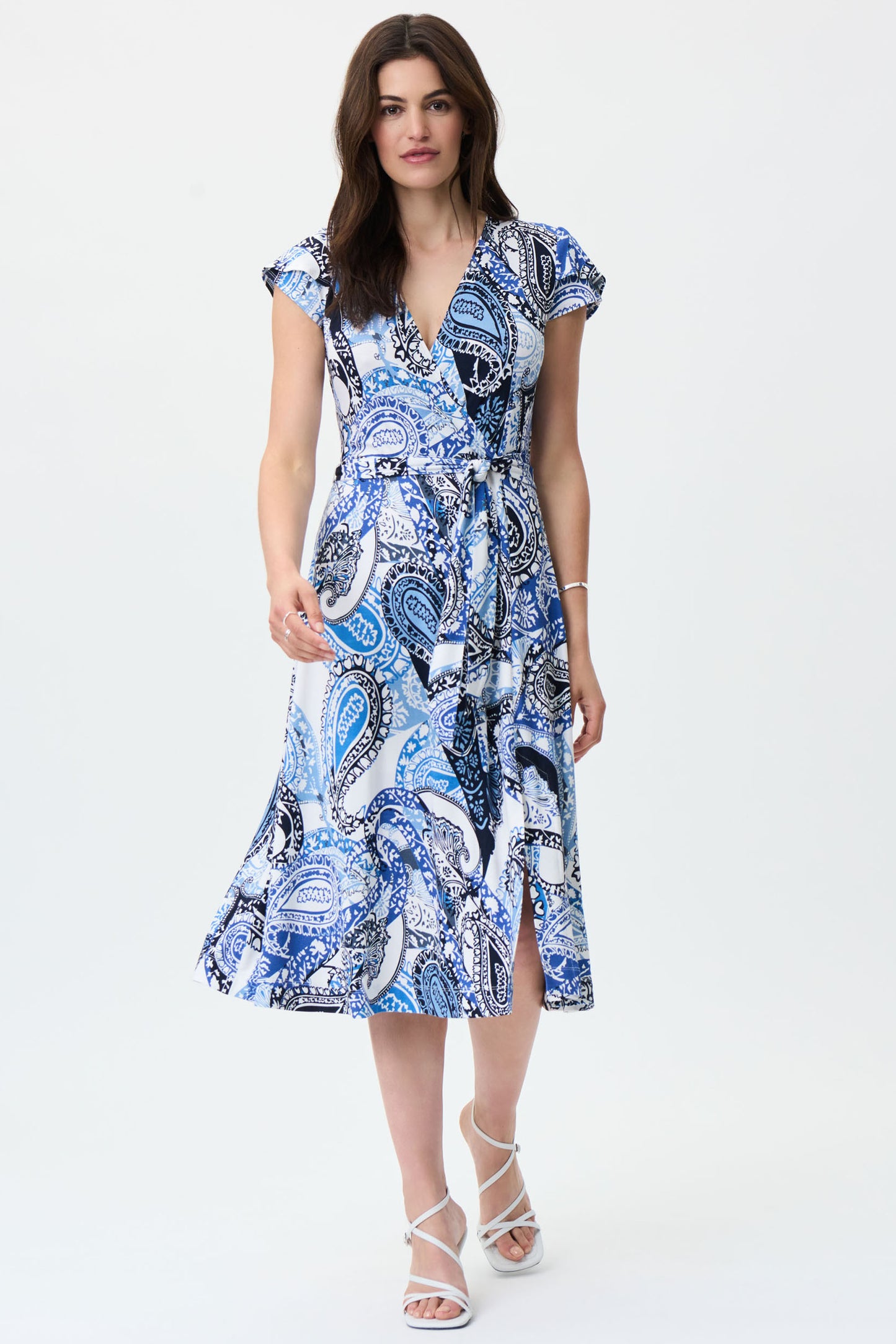 Joseph Ribkoff Paisley Print Wrap Dress Vanilla/Multi 231298