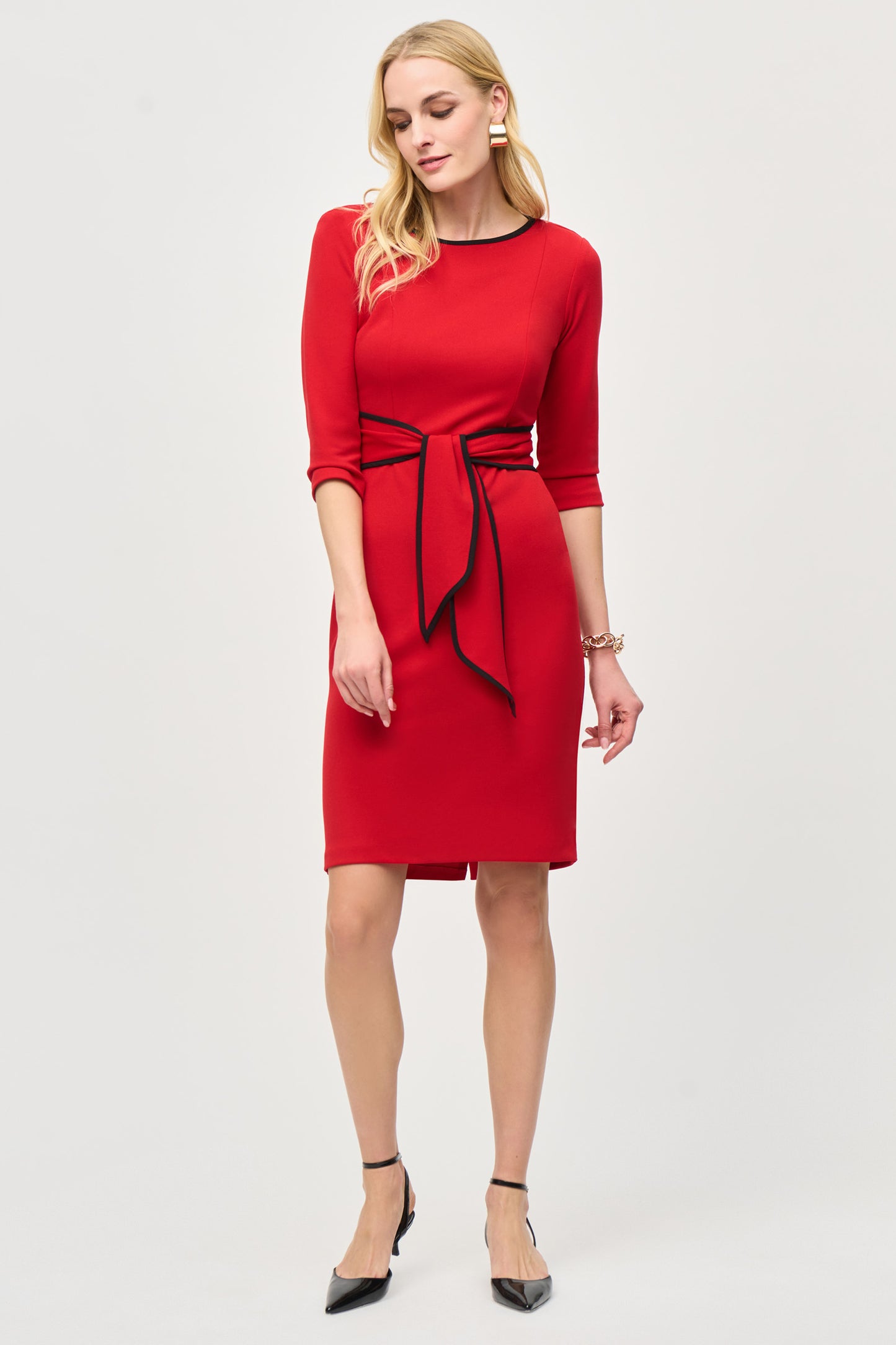 Joseph Ribkoff Scuba Crepe Sheath Dress Lipstick Red 221210-3250