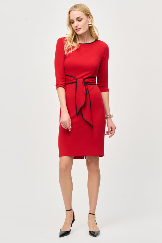 Joseph Ribkoff Scuba Crepe Sheath Dress Lipstick Red 221210-3250