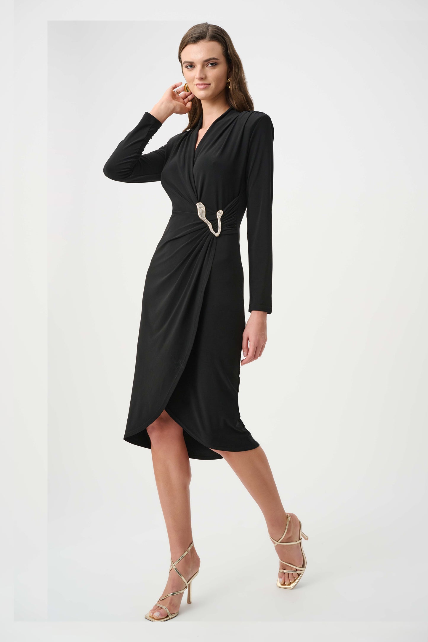 Joseph Ribkoff Signature | Silky Knit Sheath Wrap Dress Black 263709-11