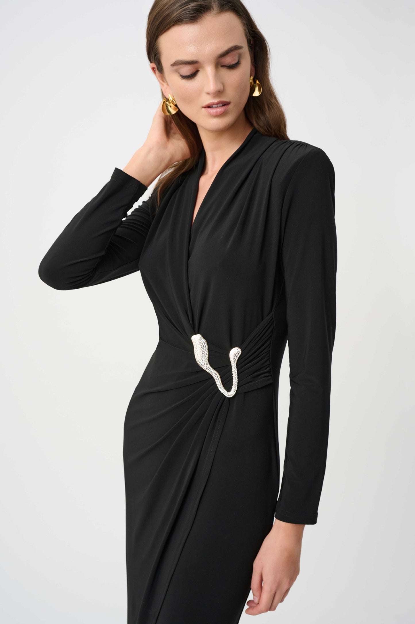 Joseph Ribkoff Signature | Silky Knit Sheath Wrap Dress Black 263709-11