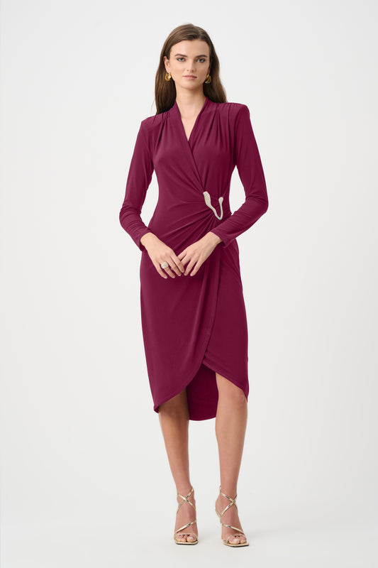 Joseph Ribkoff Signature | Silky Knit Sheath Wrap Dress Berry Burst 263709-4542