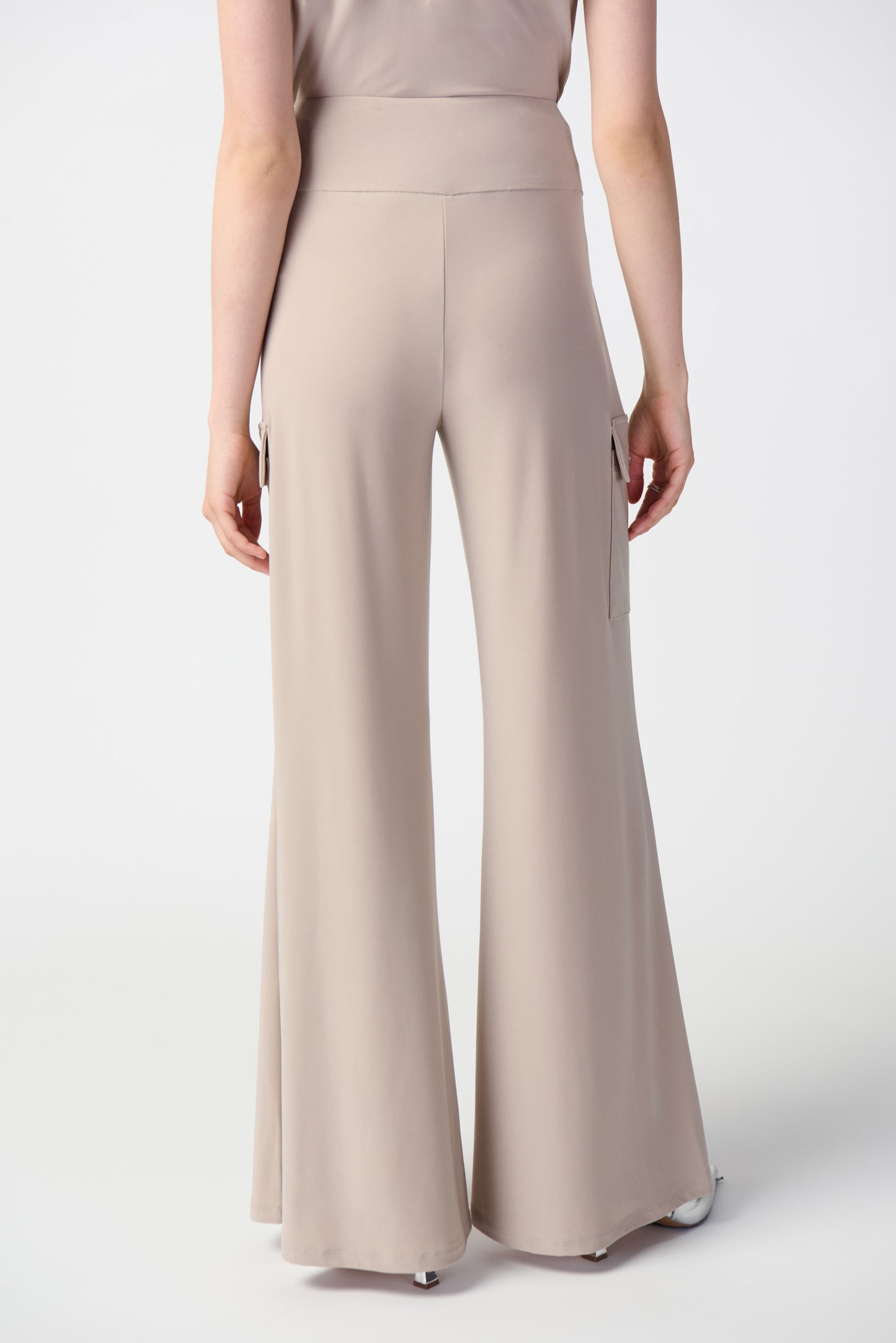Joseph Ribkoff Silky Knit Wide-Leg Cargo Pants Dune 241011-3976