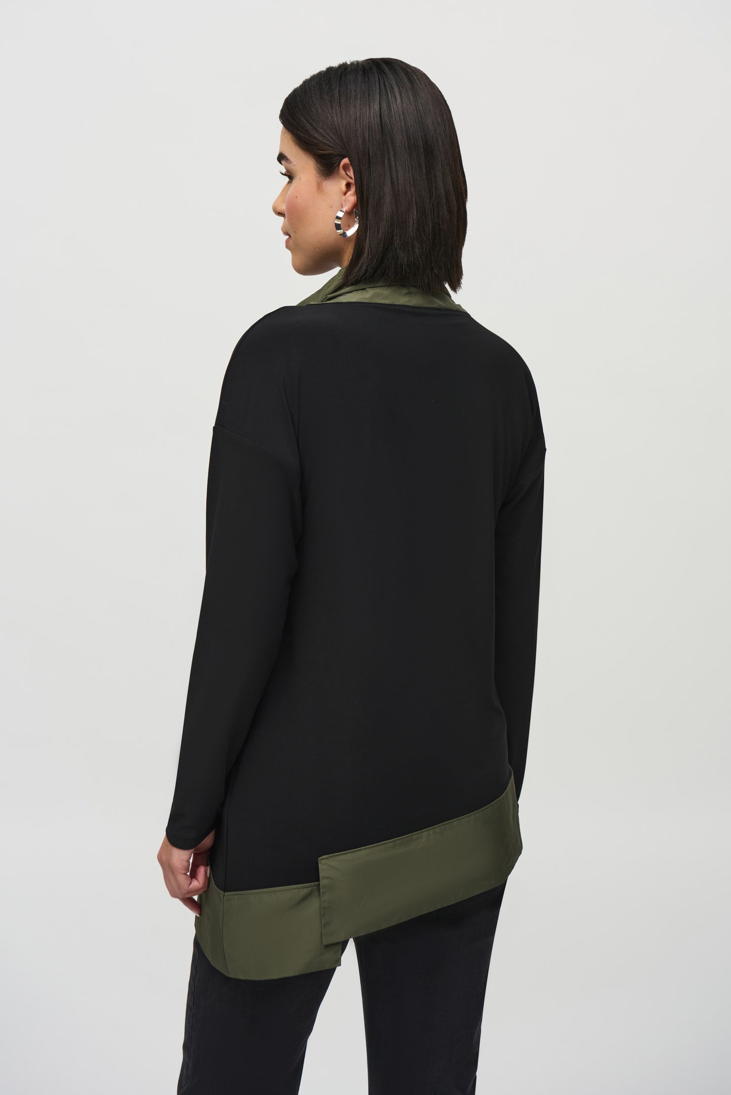 Joseph Ribkoff Silky Knit And Memory Asymmetrical Tunic Black/Iguana 244234-4294