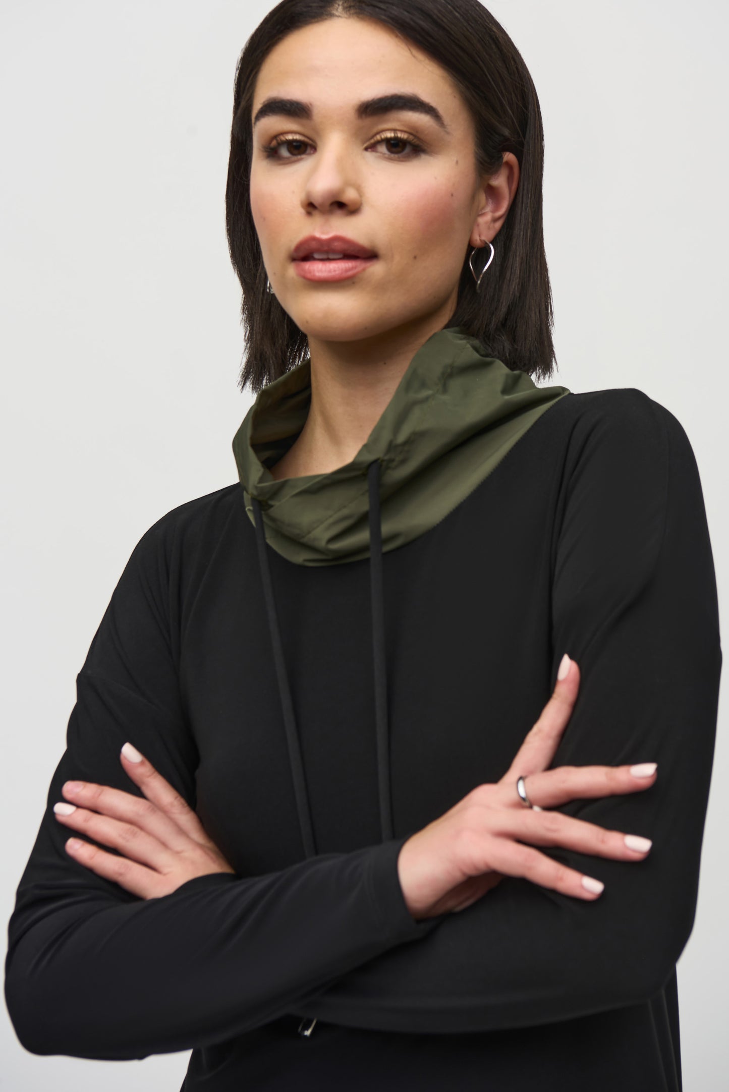 Joseph Ribkoff Silky Knit And Memory Asymmetrical Tunic Black/Iguana 244234-4294