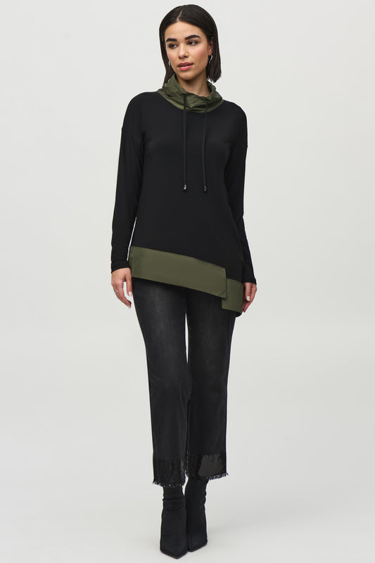 Joseph Ribkoff Silky Knit And Memory Asymmetrical Tunic Black/Iguana 244234-4294