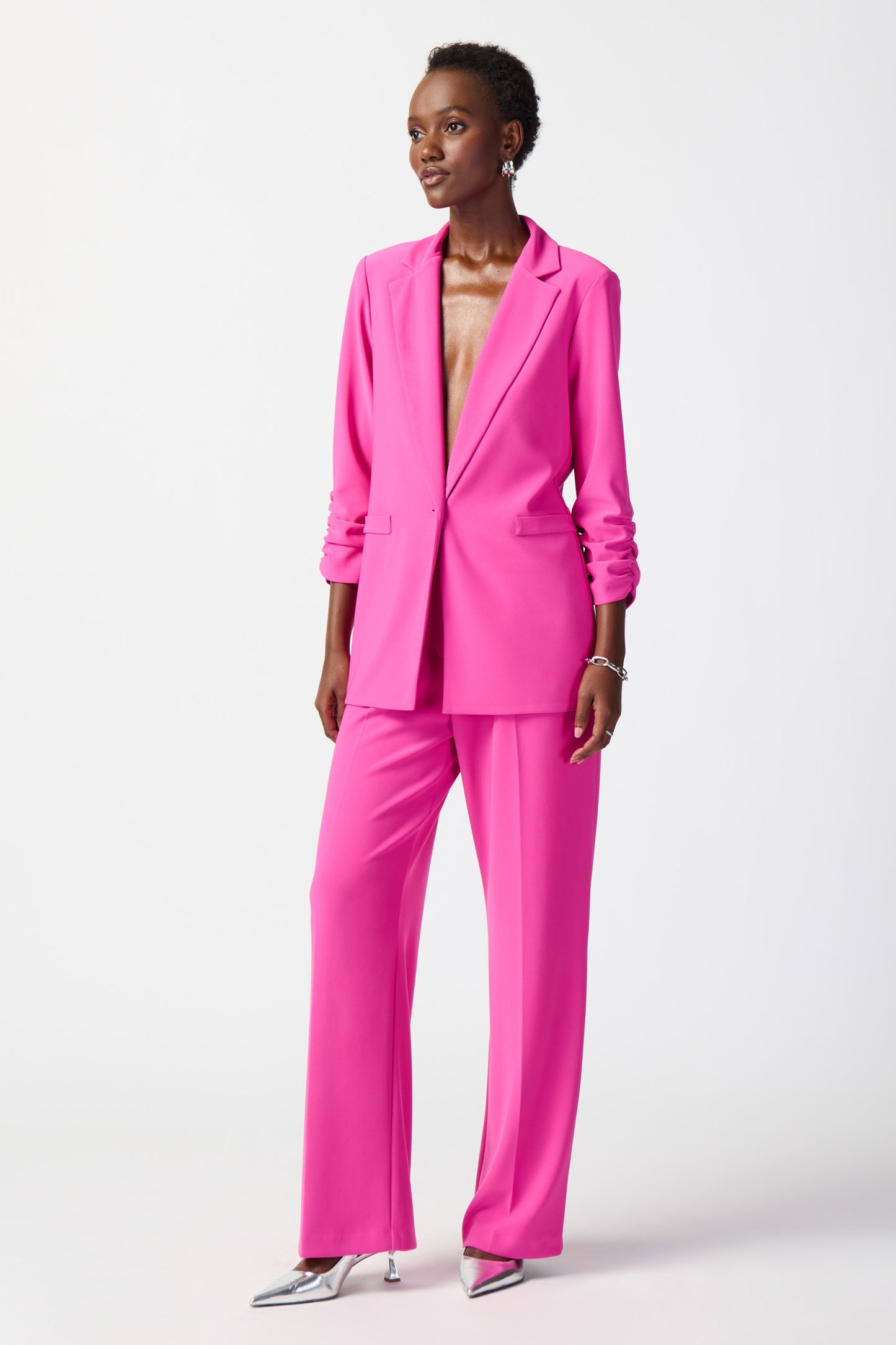 Joseph Ribkoff Silky Knit Blazer with Shirred Sleeves Ultra Pink 241031-4202