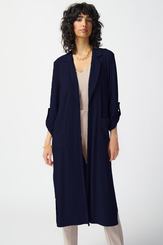 Joseph Ribkoff Silky Knit Duster Coat Midnight 241100-2166