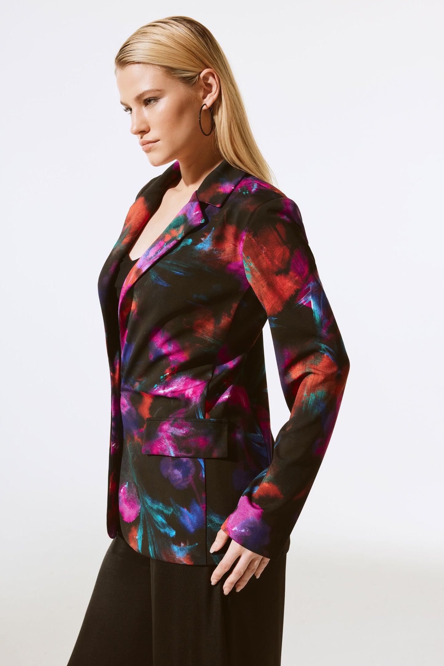 Joseph Ribkoff Silky Knit Floral Blazer Black Multi 243723-178