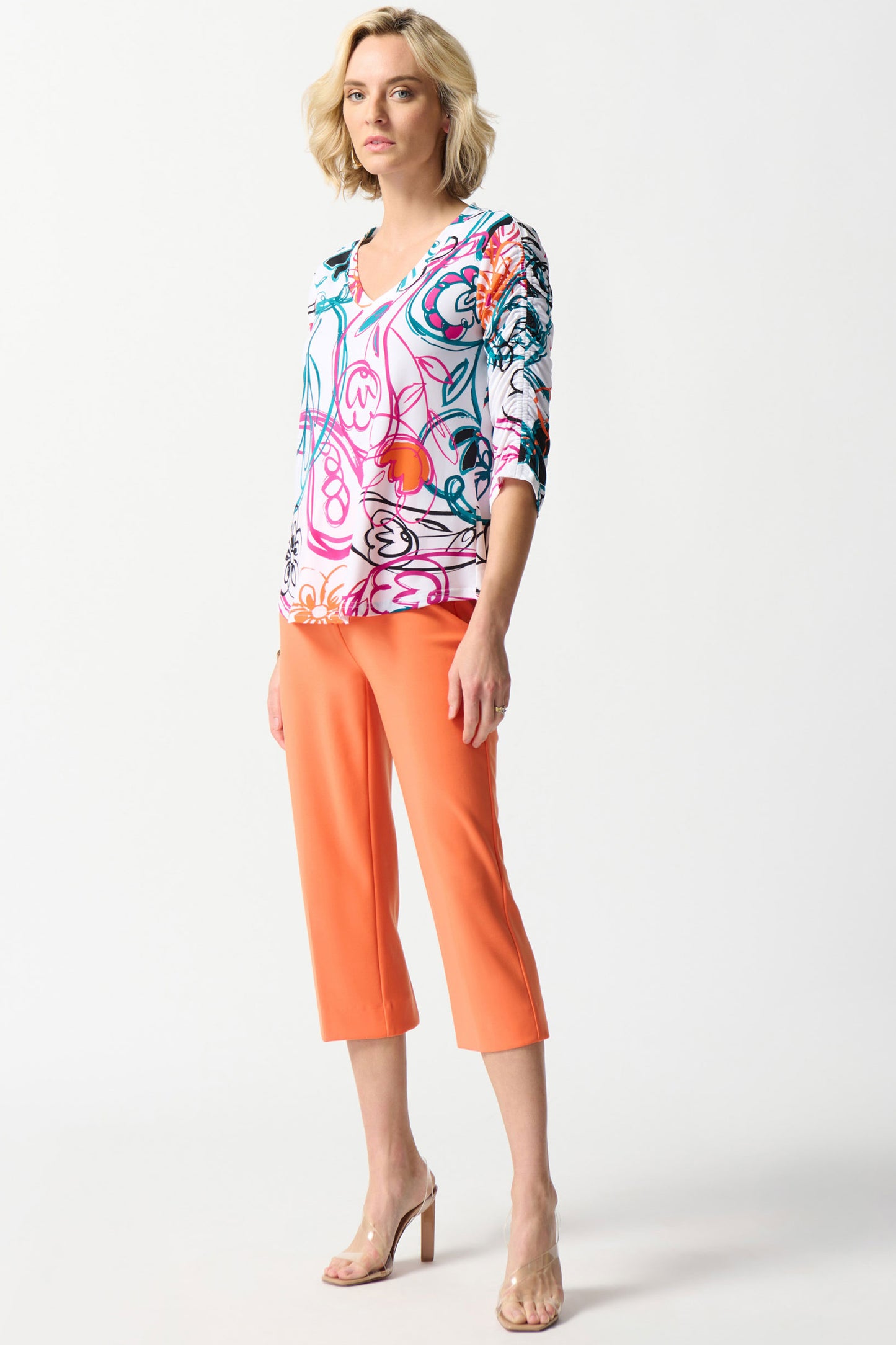 Joseph Ribkoff Floral Abstract Print Top Vanilla/Multi 242179-2539