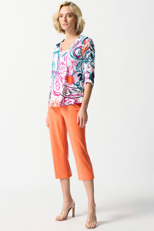 Joseph Ribkoff Floral Abstract Print Top Vanilla/Multi 242179-2539