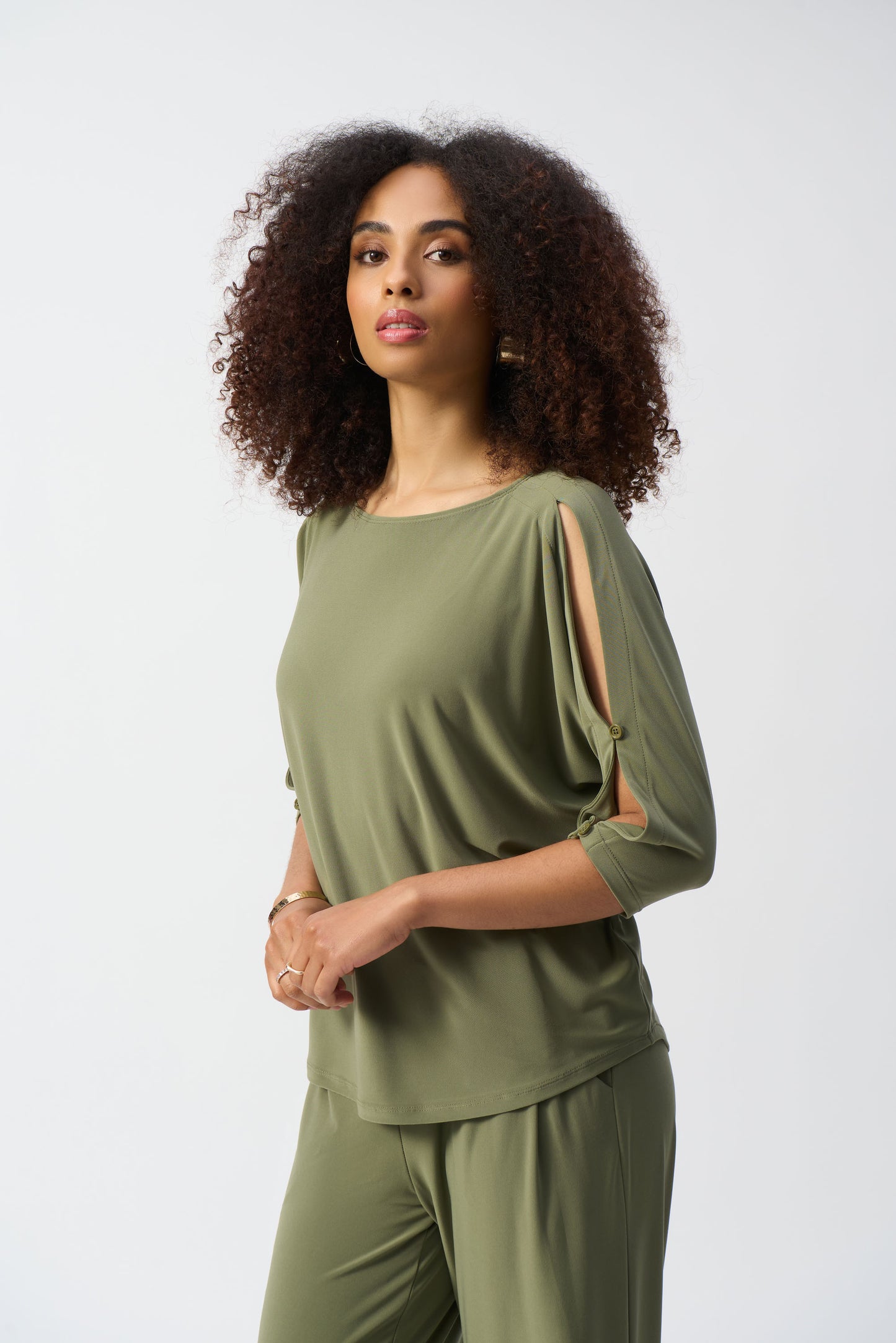 Joseph Ribkoff Silky Knit Top Cactus Green 251063-4371