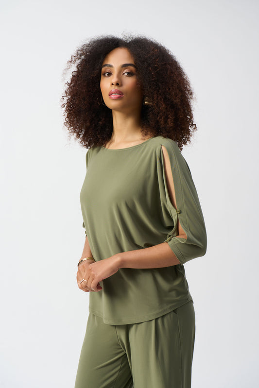 Joseph Ribkoff Silky Knit Top Cactus Green 251063-4371